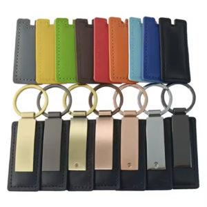 Custom Rectangle Leather & Metal Keychains