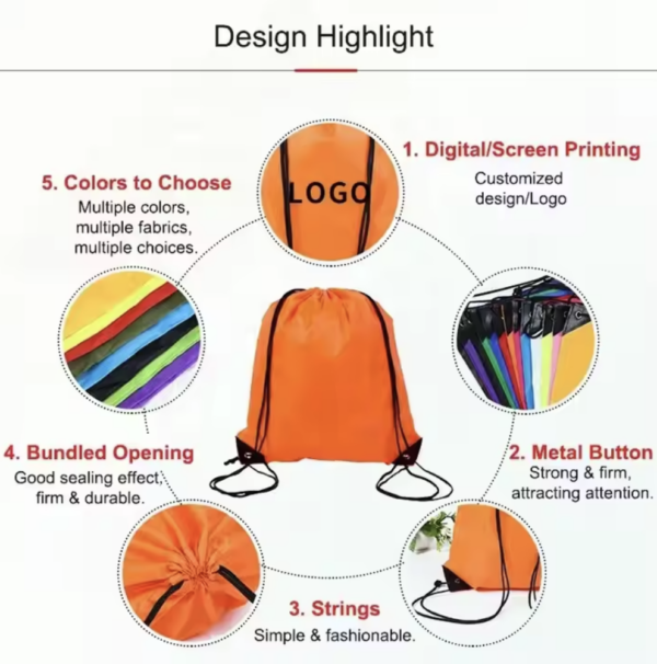 Custom Super Economy Drawstring Bags - Image 2