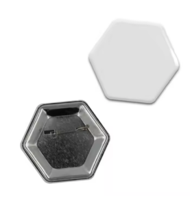 Custom Tin Hex Button Badge