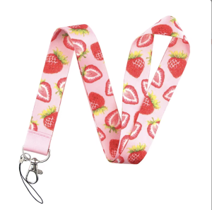 Satin Nylon Polyester Lanyard Love Strawberry